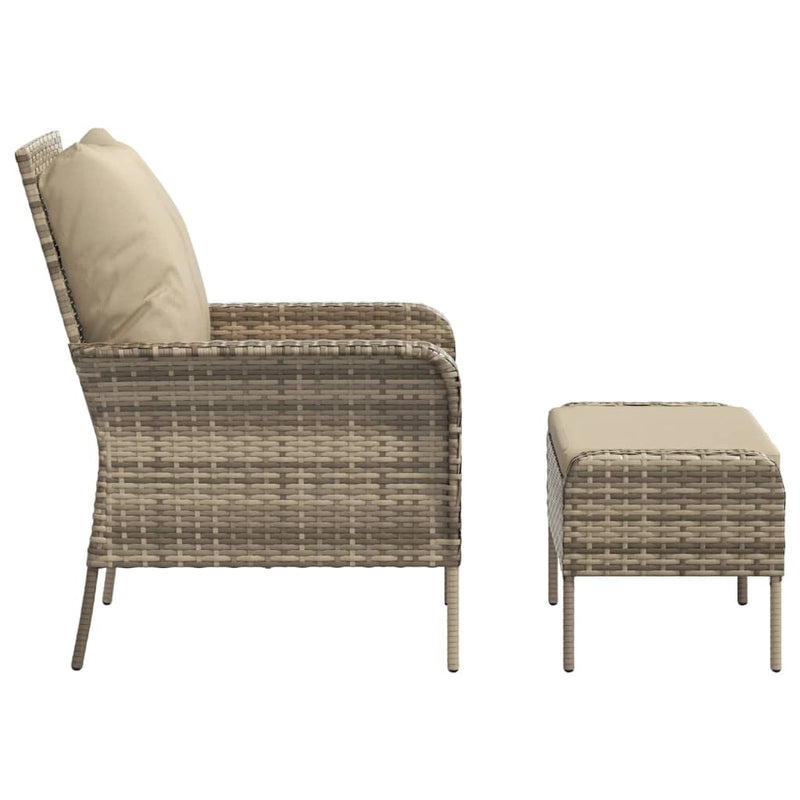Garden Chair with Footstool Light Brown Poly Rattan Payday Deals