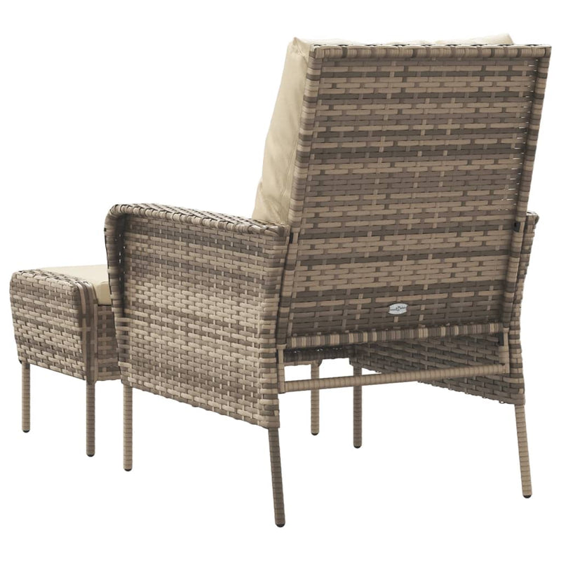 Garden Chair with Footstool Light Brown Poly Rattan Payday Deals