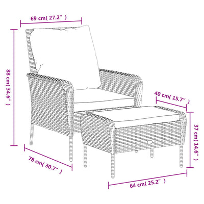 Garden Chair with Footstool Light Brown Poly Rattan Payday Deals