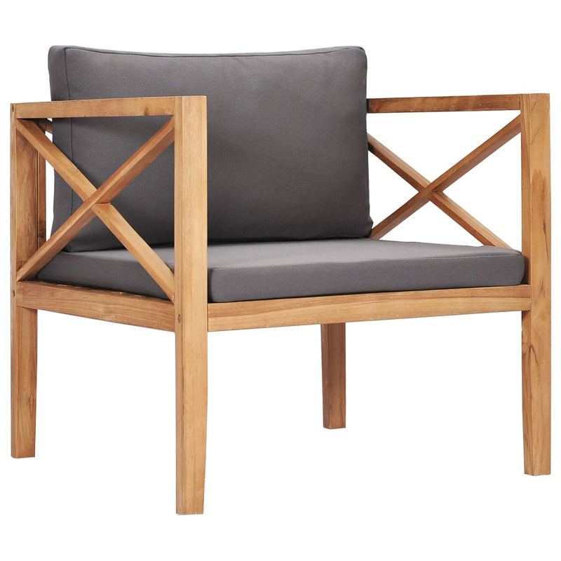Garden Chair with Grey Cushions Solid Wood Teak Payday Deals