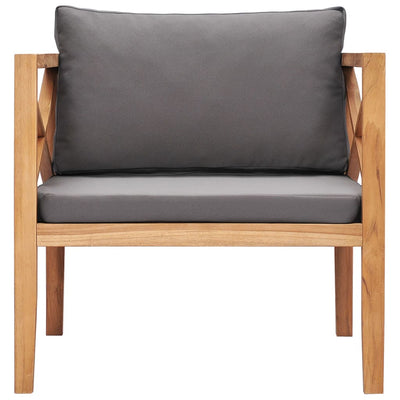 Garden Chair with Grey Cushions Solid Wood Teak Payday Deals