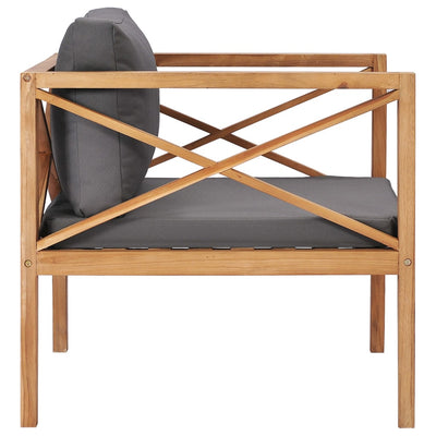Garden Chair with Grey Cushions Solid Wood Teak Payday Deals