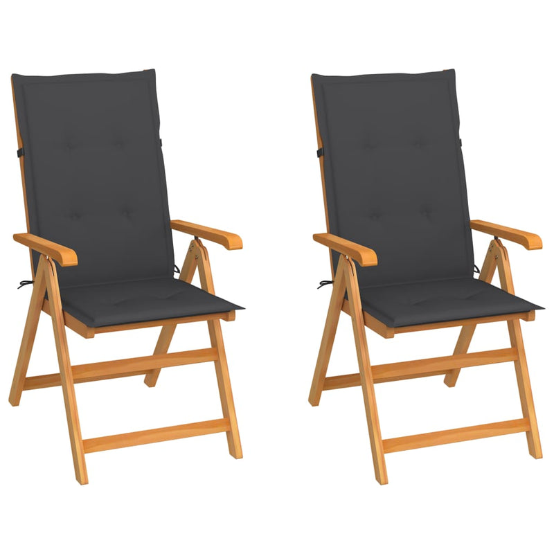 Garden Chairs 2 pcs with Anthracite Cushions Solid Teak Wood Payday Deals