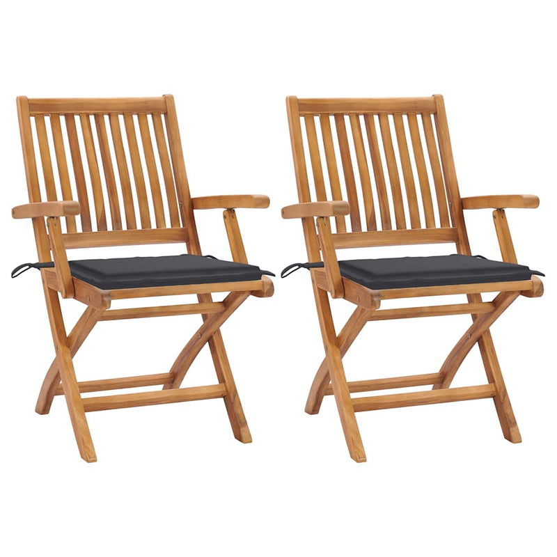 Garden Chairs 2 pcs with Anthracite Cushions Solid Teak Wood Payday Deals