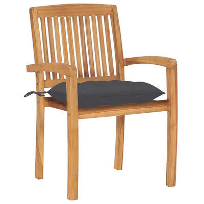 Garden Chairs 2 pcs with Anthracite Cushions Solid Teak Wood Payday Deals