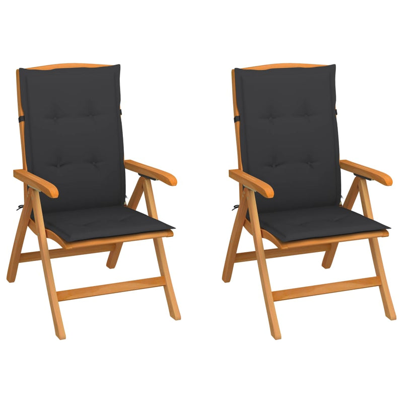 Garden Chairs 2 pcs with Anthracite Cushions Solid Teak Wood Payday Deals