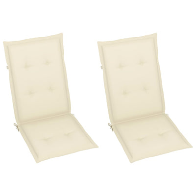 Garden Chairs 2 pcs with Cream Cushions Solid Teak Wood Payday Deals