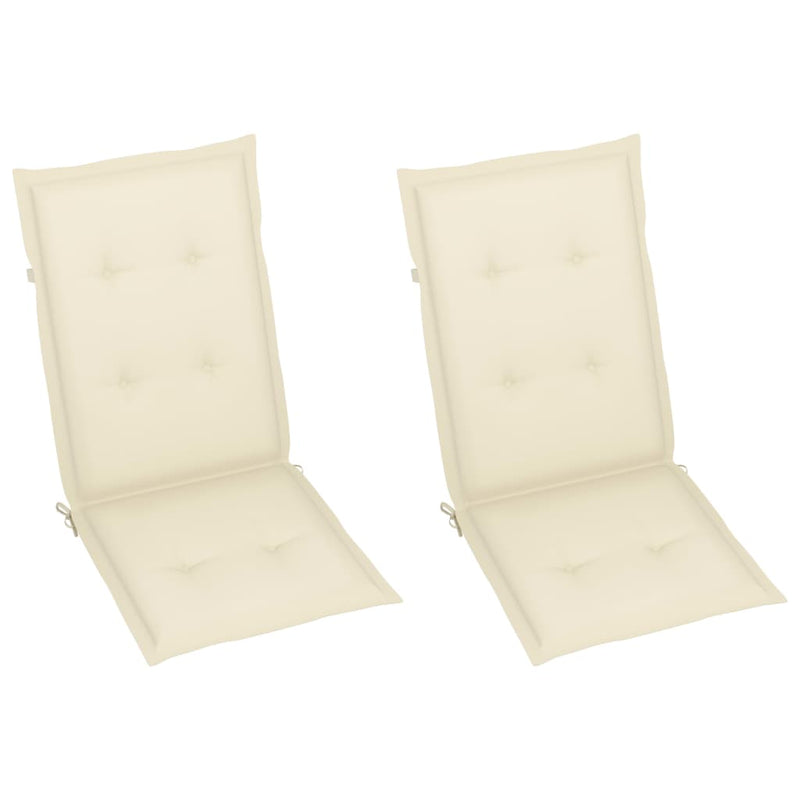 Garden Chairs 2 pcs with Cream Cushions Solid Teak Wood Payday Deals