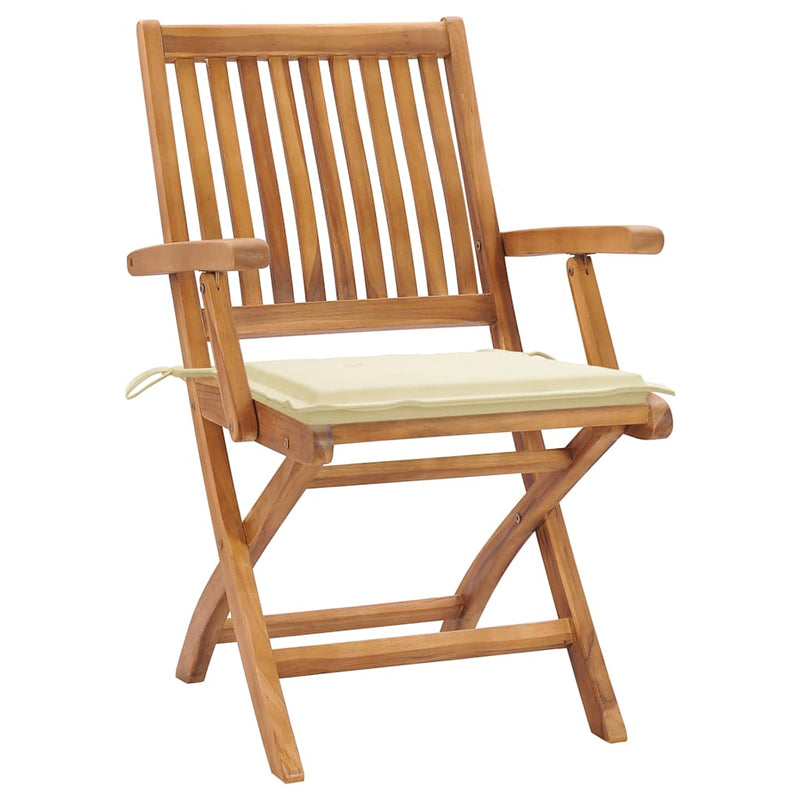 Garden Chairs 2 pcs with Cream Cushions Solid Teak Wood Payday Deals