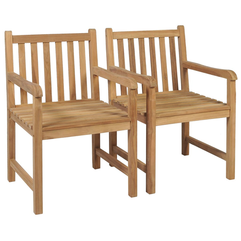 Garden Chairs 2 pcs with Cream White Cushions Solid Teak Wood Payday Deals