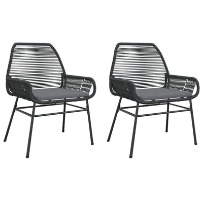 Garden Chairs 2 pcs with Cushions Black Poly Rattan Payday Deals