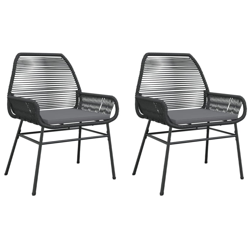 Garden Chairs 2 pcs with Cushions Black Poly Rattan Payday Deals