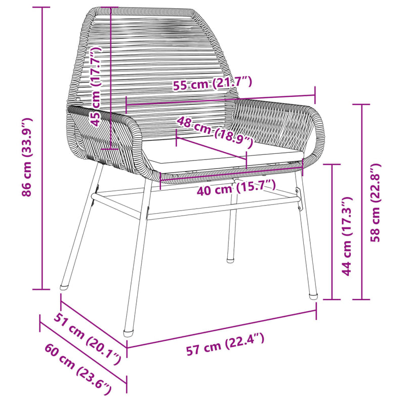 Garden Chairs 2 pcs with Cushions Black Poly Rattan Payday Deals