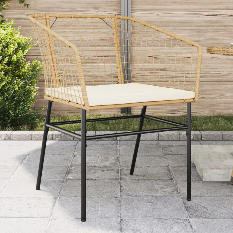 Garden Chairs 2 pcs with Cushions Brown Poly Rattan Payday Deals