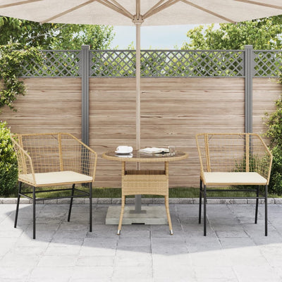 Garden Chairs 2 pcs with Cushions Brown Poly Rattan Payday Deals