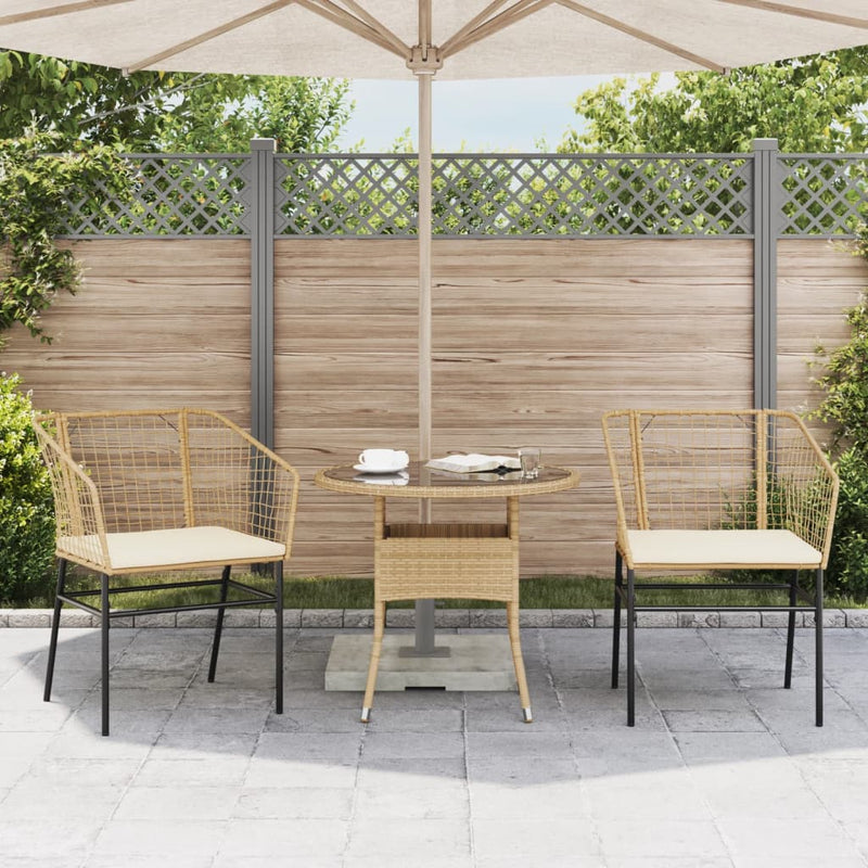 Garden Chairs 2 pcs with Cushions Brown Poly Rattan Payday Deals