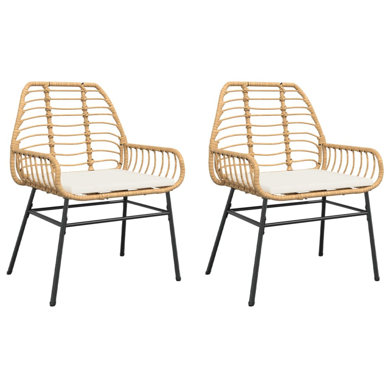 Garden Chairs 2 pcs with Cushions Brown Poly Rattan Payday Deals