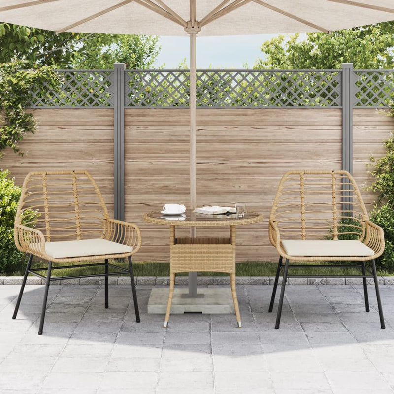 Garden Chairs 2 pcs with Cushions Brown Poly Rattan Payday Deals