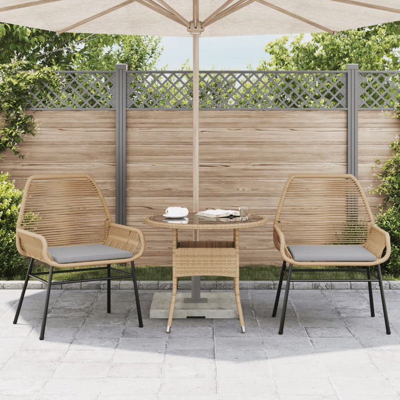 Garden Chairs 2 pcs with Cushions Brown Poly Rattan Payday Deals