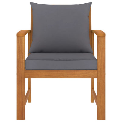 Garden Chairs 2 pcs with Dark Grey Cushion Solid Acacia Wood Payday Deals