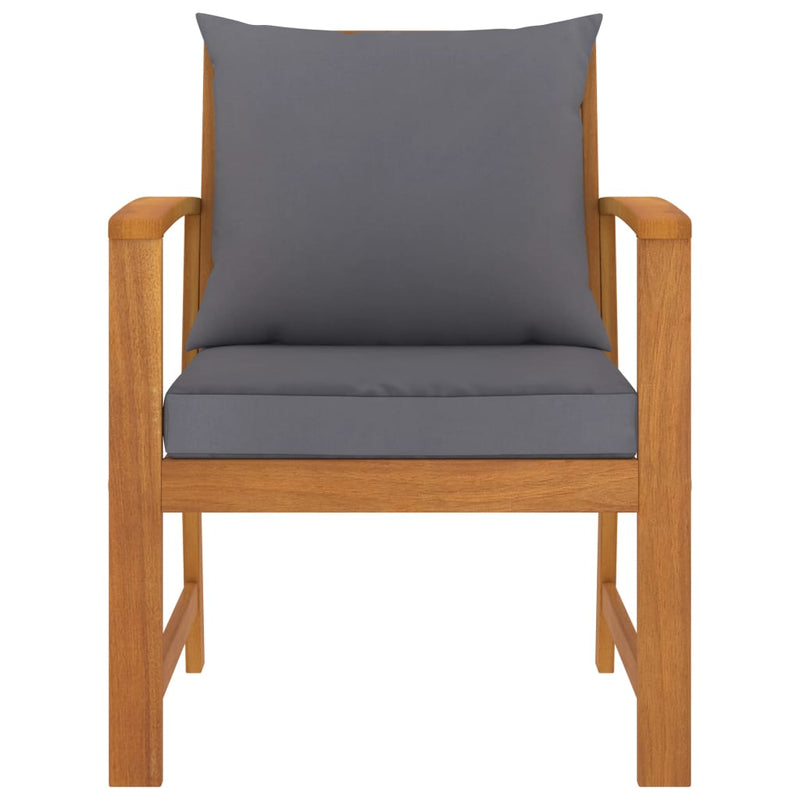 Garden Chairs 2 pcs with Dark Grey Cushion Solid Acacia Wood Payday Deals