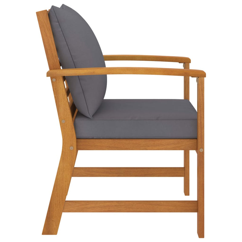 Garden Chairs 2 pcs with Dark Grey Cushion Solid Acacia Wood Payday Deals