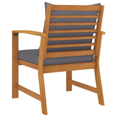Garden Chairs 2 pcs with Dark Grey Cushion Solid Acacia Wood Payday Deals
