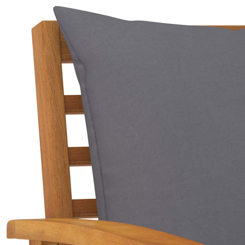 Garden Chairs 2 pcs with Dark Grey Cushion Solid Acacia Wood Payday Deals