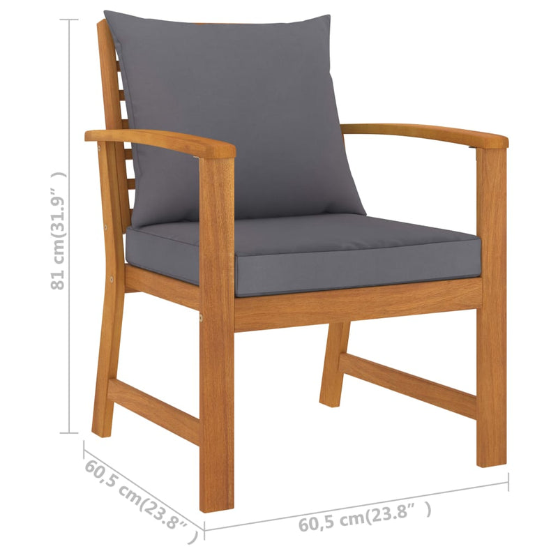 Garden Chairs 2 pcs with Dark Grey Cushion Solid Acacia Wood Payday Deals