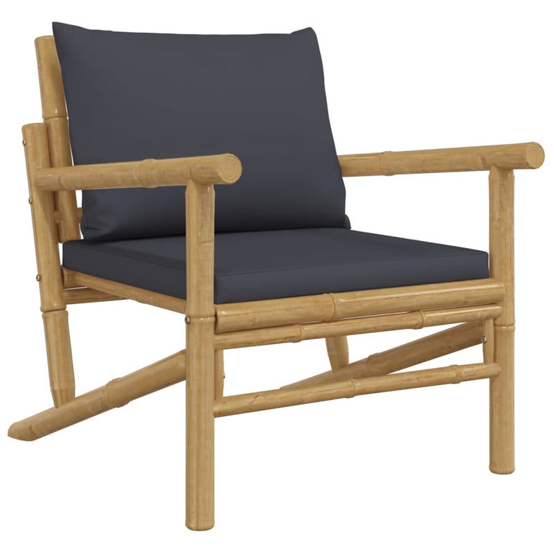 Garden Chairs 2 pcs with Dark Grey Cushions Bamboo Payday Deals
