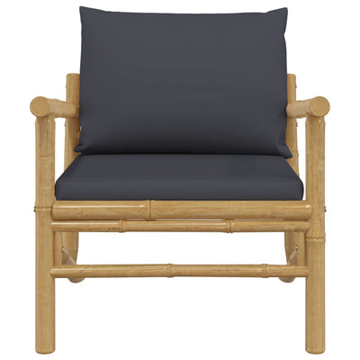 Garden Chairs 2 pcs with Dark Grey Cushions Bamboo Payday Deals