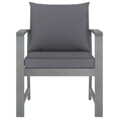 Garden Chairs 2 pcs with Dark Grey Cushions Solid Acacia Wood Payday Deals