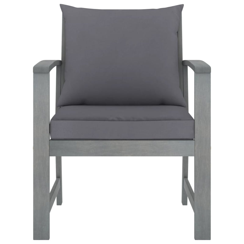 Garden Chairs 2 pcs with Dark Grey Cushions Solid Acacia Wood Payday Deals
