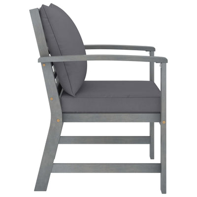 Garden Chairs 2 pcs with Dark Grey Cushions Solid Acacia Wood Payday Deals