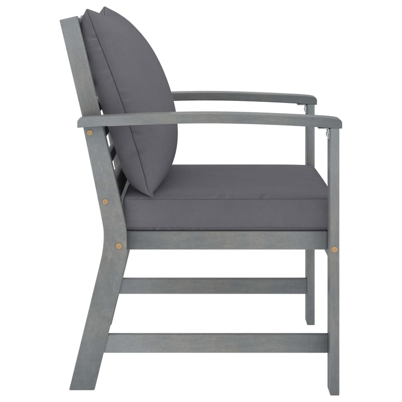 Garden Chairs 2 pcs with Dark Grey Cushions Solid Acacia Wood Payday Deals
