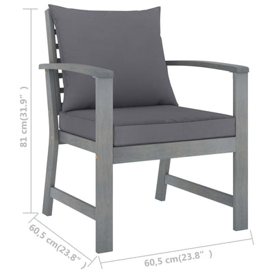 Garden Chairs 2 pcs with Dark Grey Cushions Solid Acacia Wood Payday Deals