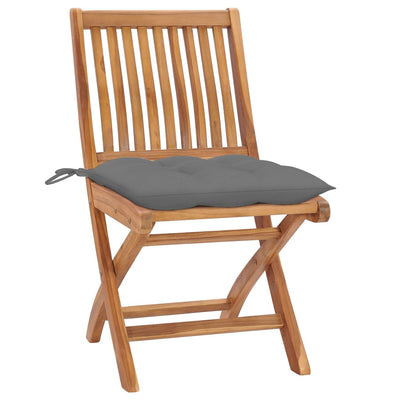 Garden Chairs 2 pcs with Grey Cushions Solid Teak Wood Payday Deals