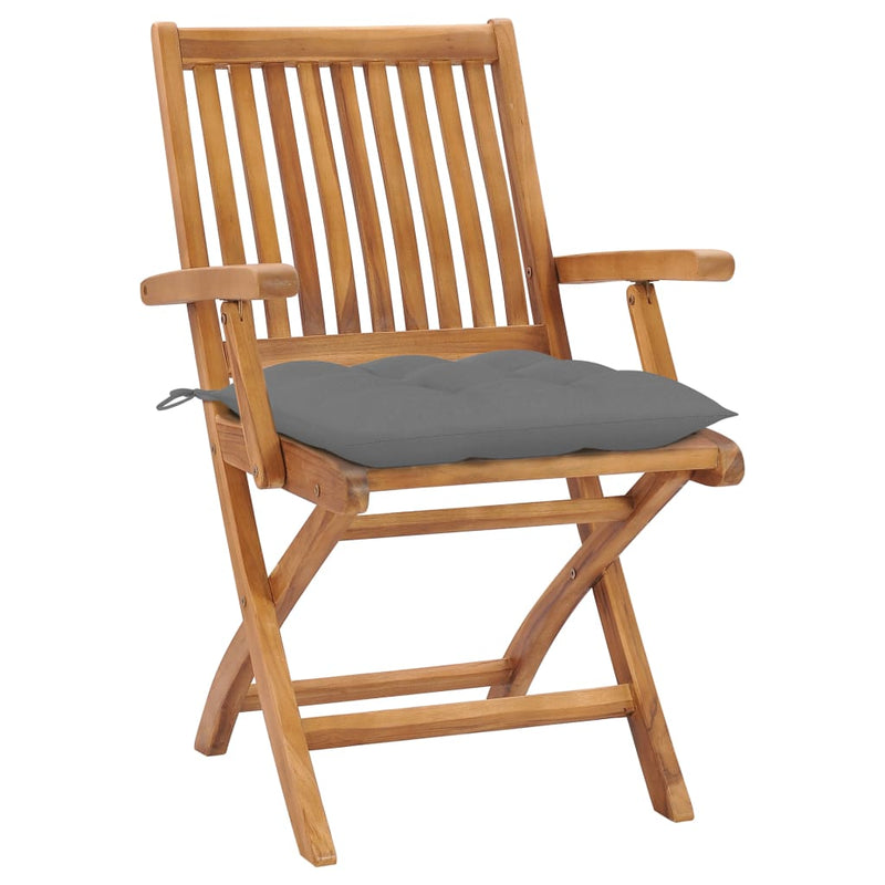 Garden Chairs 2 pcs with Grey Cushions Solid Teak Wood Payday Deals