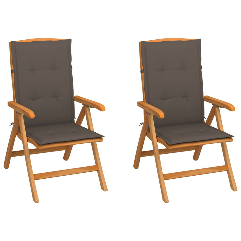 Garden Chairs 2 pcs with Taupe Cushions Solid Teak Wood Payday Deals