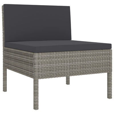 Garden Chairs 3 pcs with Cushions Poly Rattan Grey Payday Deals