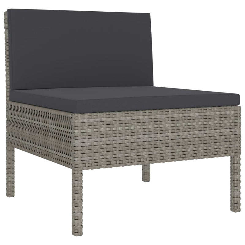 Garden Chairs 3 pcs with Cushions Poly Rattan Grey Payday Deals