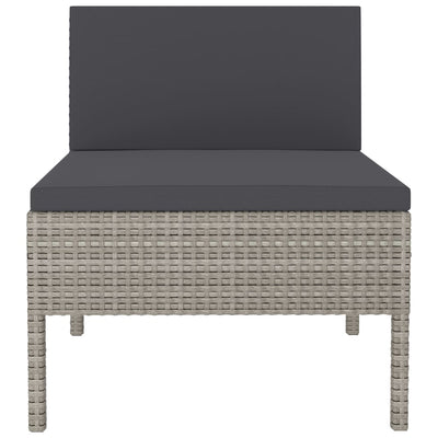 Garden Chairs 3 pcs with Cushions Poly Rattan Grey Payday Deals