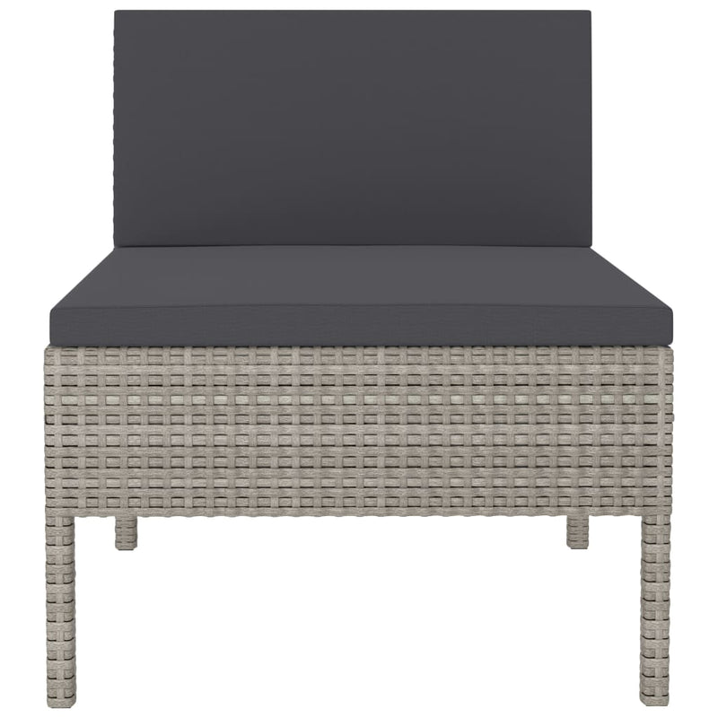Garden Chairs 3 pcs with Cushions Poly Rattan Grey Payday Deals