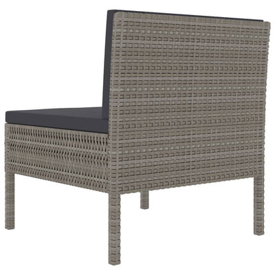 Garden Chairs 3 pcs with Cushions Poly Rattan Grey Payday Deals