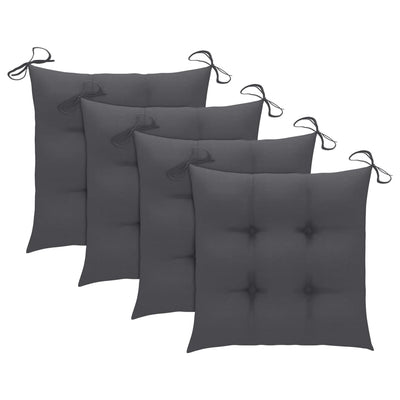 Garden Chairs 4 pcs with Anthracite Cushions Solid Teak Wood Payday Deals