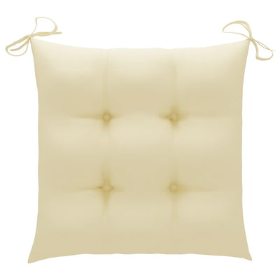 Garden Chairs 4 pcs with Cream White Cushions Solid Teak Wood Payday Deals