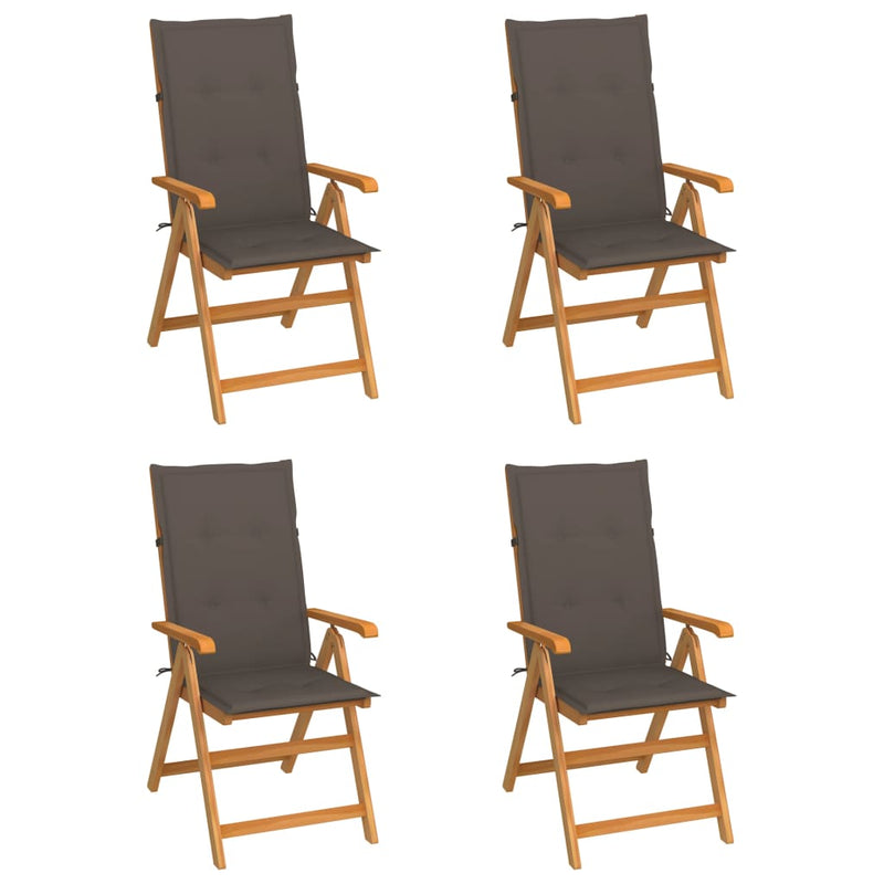 Garden Chairs 4 pcs with Taupe Cushions Solid Teak Wood Payday Deals