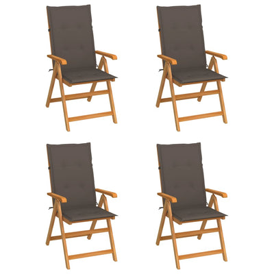 Garden Chairs 4 pcs with Taupe Cushions Solid Teak Wood