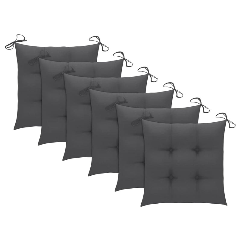 Garden Chairs 6 pcs with Anthracite Cushions Solid Teak Wood Payday Deals