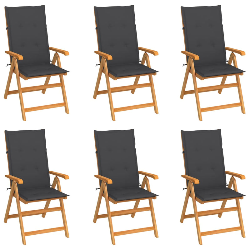 Garden Chairs 6 pcs with Anthracite Cushions Solid Teak Wood Payday Deals
